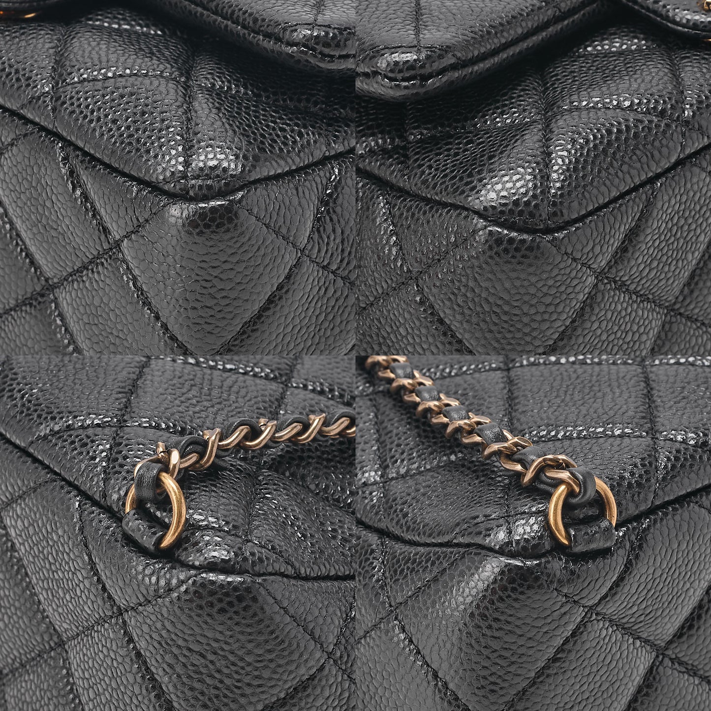 CHANEL Chanel Caviar Skin Drawstring Outside Flap Matelasse Chain Backpack Black Gold-Tone Hardware, Pre-Owned