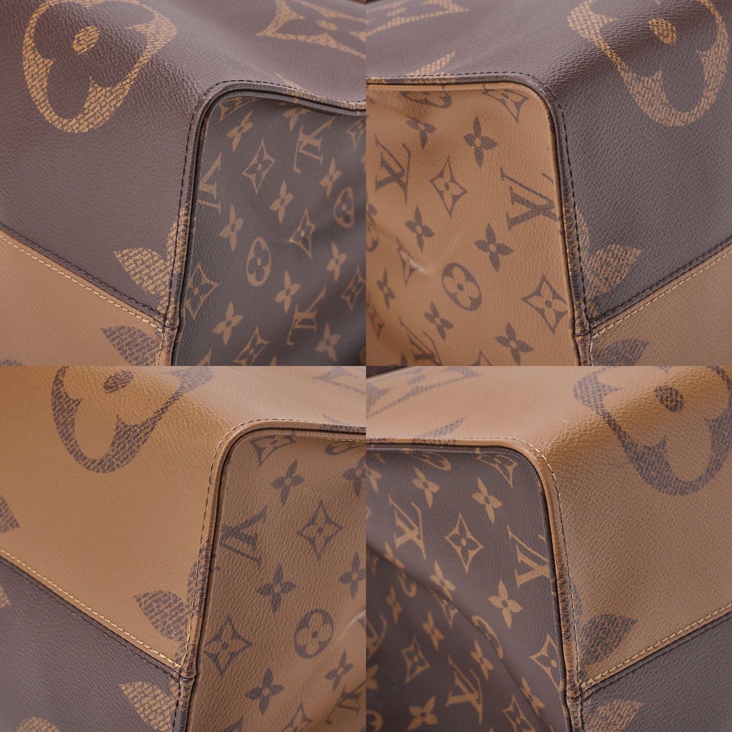 LOUIS VUITTON On the Go GM Leather Tote Bag Monogram Giant x Monogram Reverse Gold-Tone Hardware, Pre-Owned
