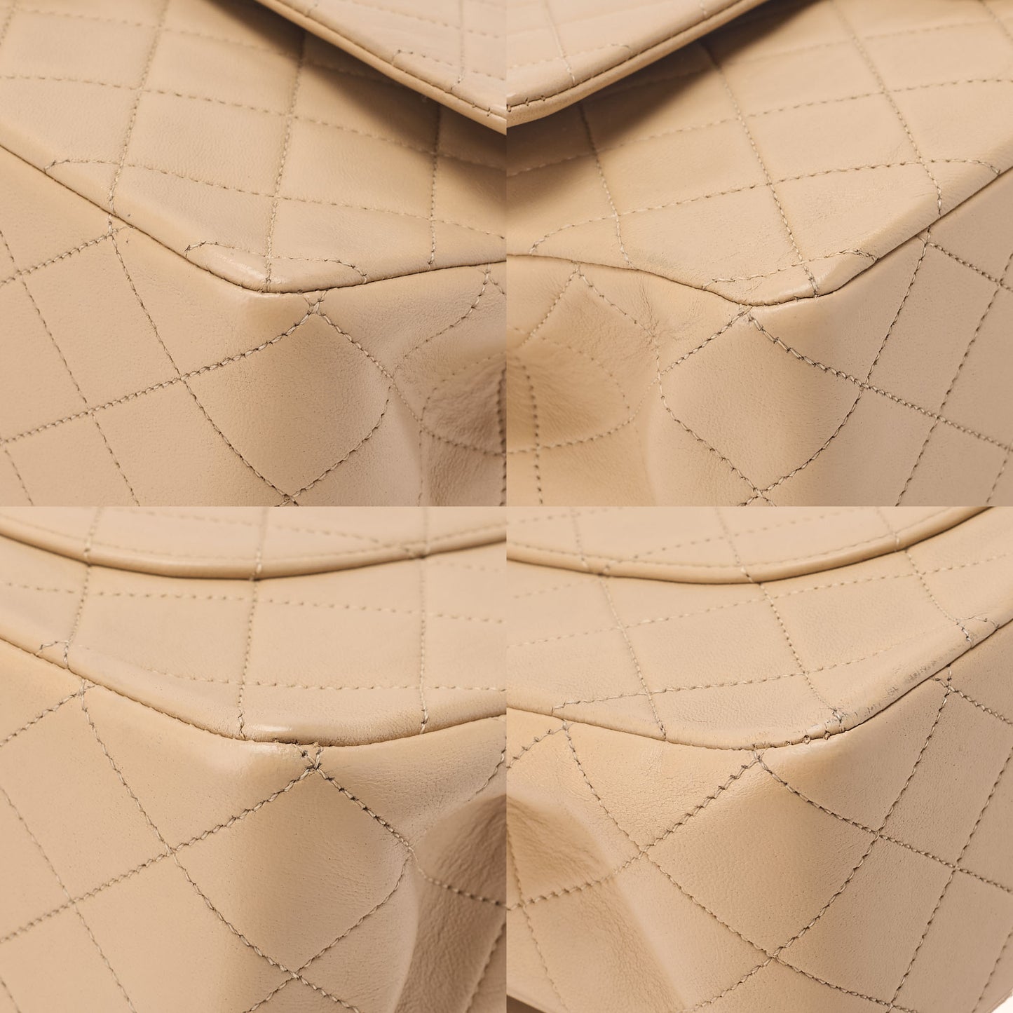 CHANEL Shoulder Bag Matelasse Double Flap 25cm Chain Shoulder Lambskin Beige Gold-Tone Hardware, Pre-Owned