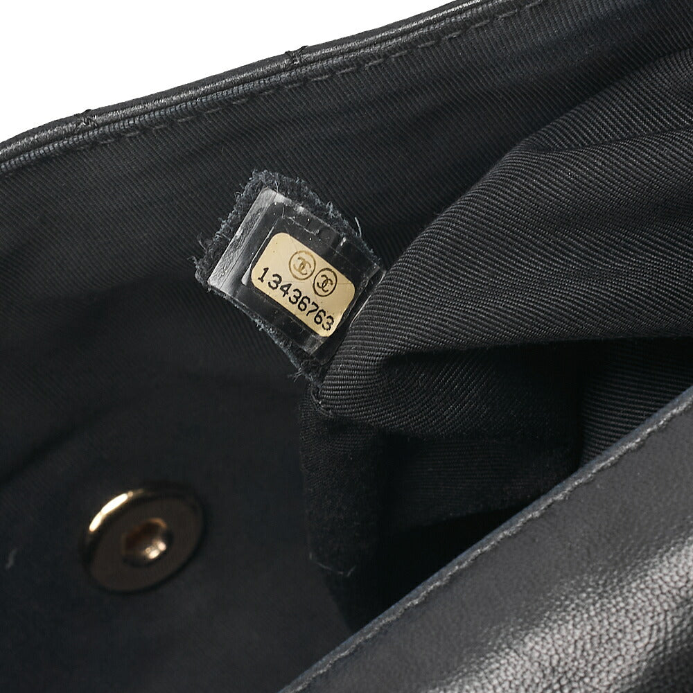 CHANEL Lambskin Matelasse Valentine's Day Single Flap Chain Shoulder Black Gold-Tone Hardware, Pre-Owned