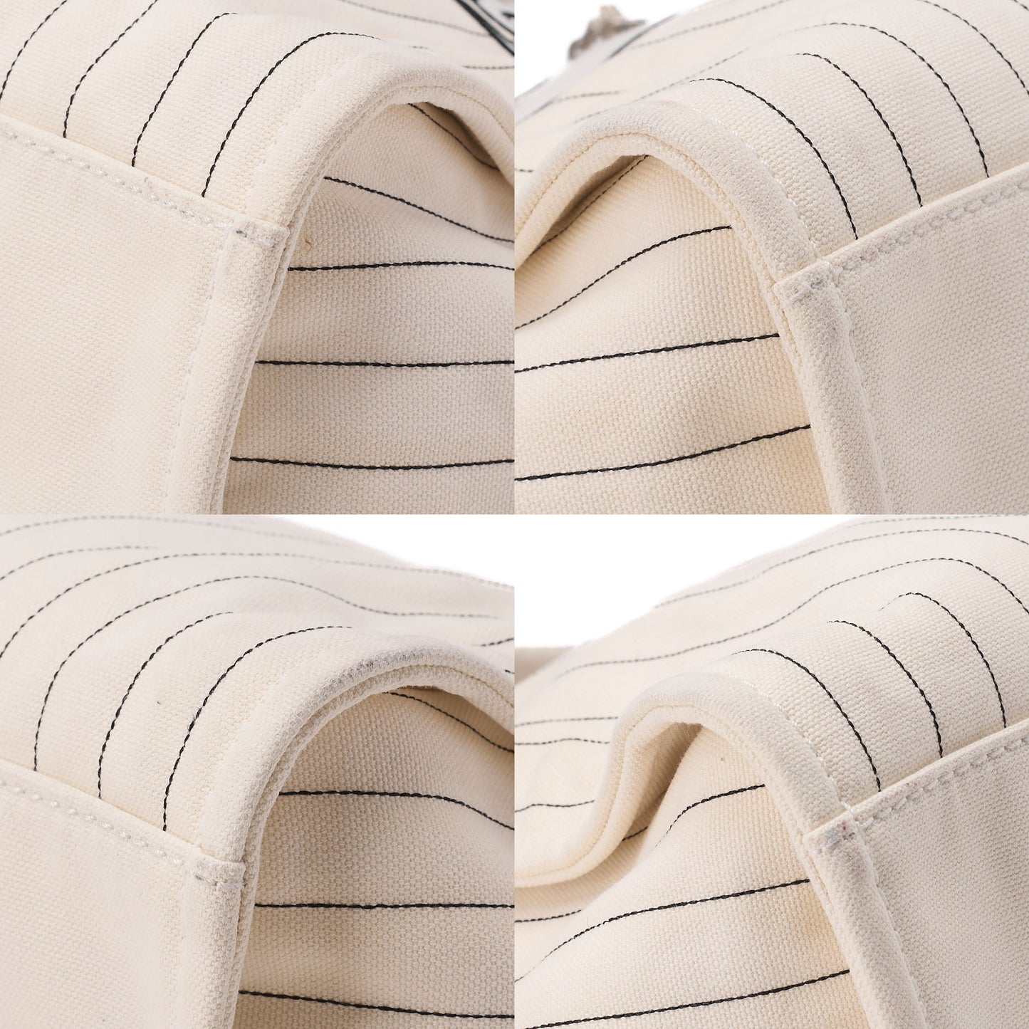 CHANEL Deauville GM Canvas x Lambskin Logo Mark 2WAY Chain Shoulder White x Black Silver-Tone Hardware, Pre-Owned