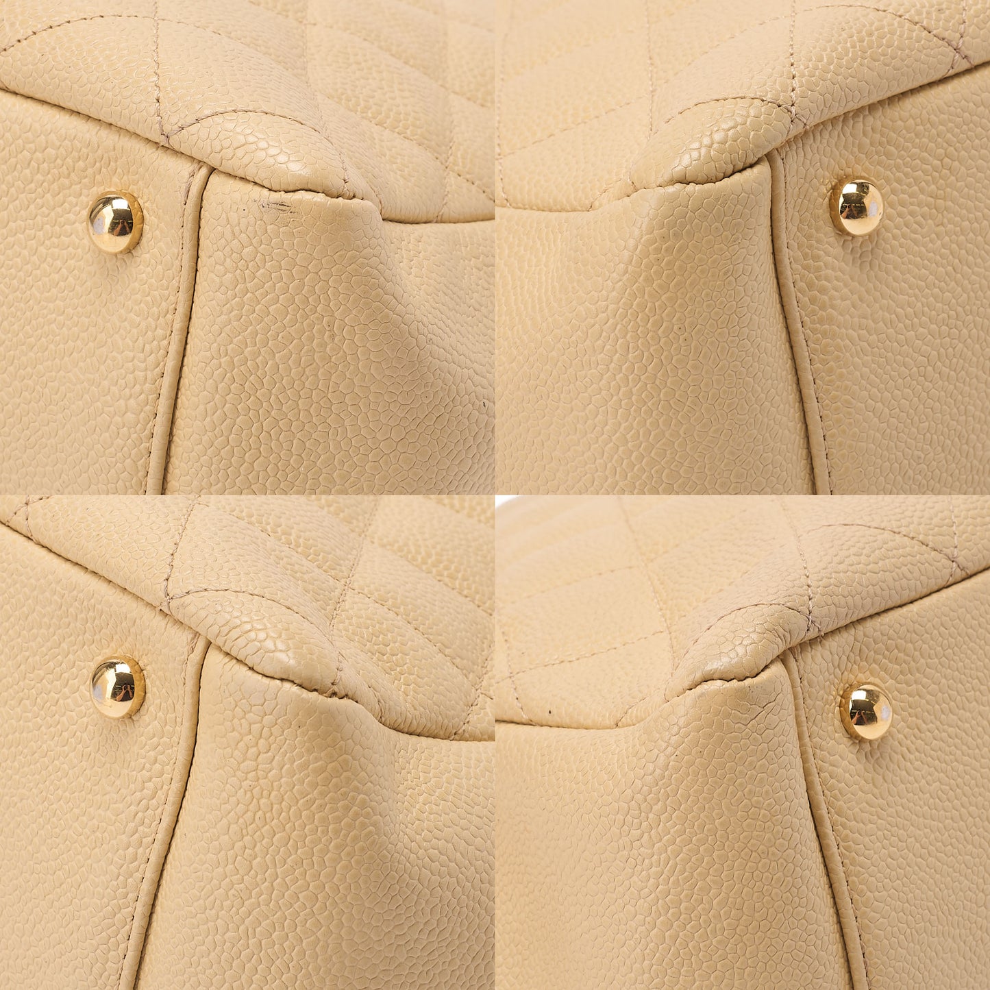 CHANEL Matelasse Double Chain Tote Bag PTT Caviar Skin Beige Gold-Tone Hardware, Pre-Owned
