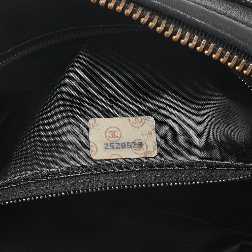 CHANEL Lambskin Matelasse Outside Flap with Fringe Bijou Chain Shoulder Black Gold-Tone Hardware, Pre-Owned