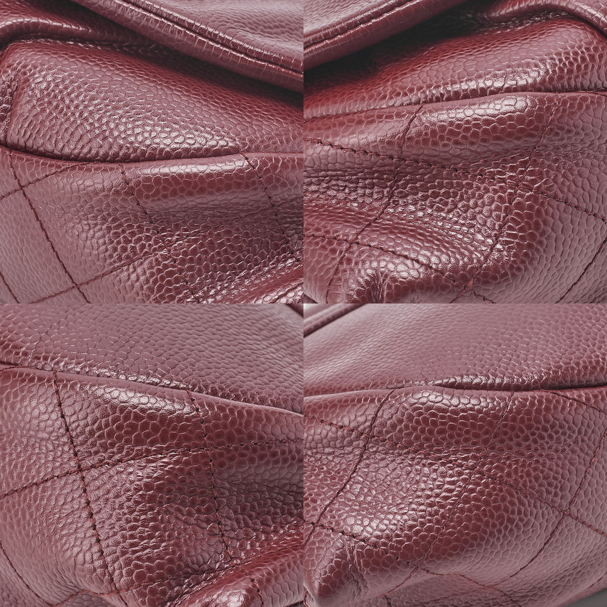CHANEL Chanel Caviar Skin Coco Mark Half Moon Chain Wallet Bordeaux Silver-Tone Hardware, Pre-Owned