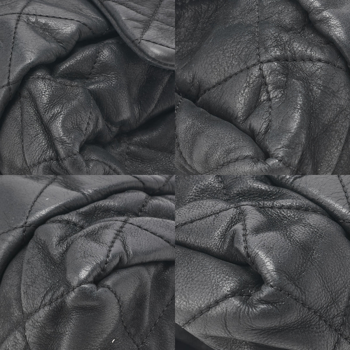 CHANEL Sparkle Leather Matelasse Single Chain Shoulder Black Gold-Tone Hardware, Pre-Owned