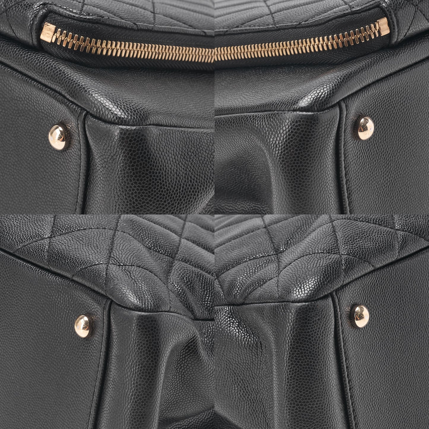 CHANEL Tote Bag Matelasse Caviar Skin Black Gold-Tone Hardware, Pre-Owned