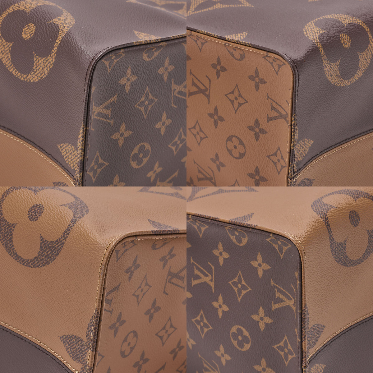 LOUIS VUITTON Louis Vuitton Giant Monogram Reverse On The Go GM 2-Way Tote Bag M44576 RFID Response NZ4149 Brown Gold-Tone Hardware, Pre-Owned