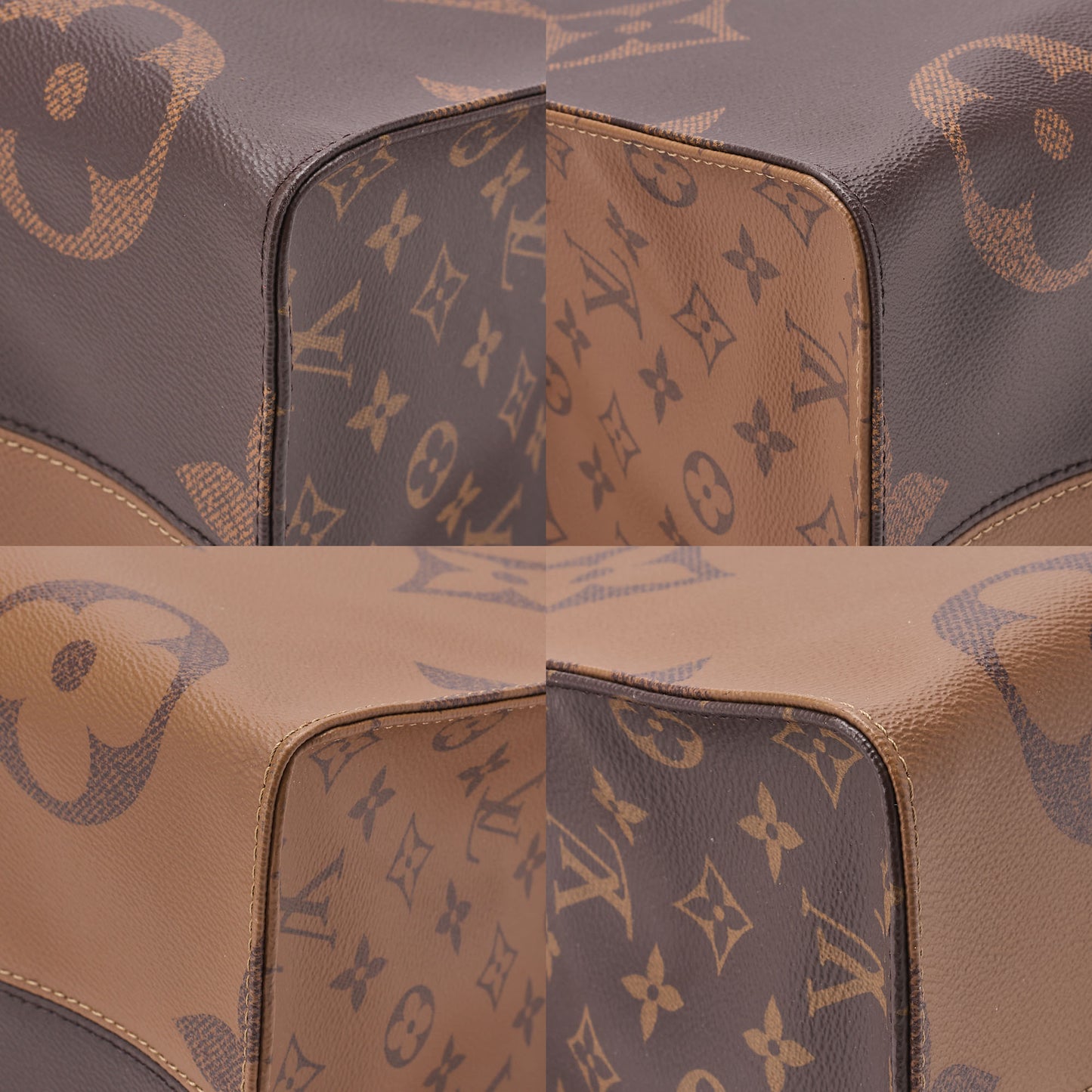 LOUIS VUITTON Louis Vuitton Giant Monogram Reverse On The Go GM 2-Way Tote Bag M44576 RFID Response NZ4109 Brown Gold-Tone Hardware, Pre-Owned