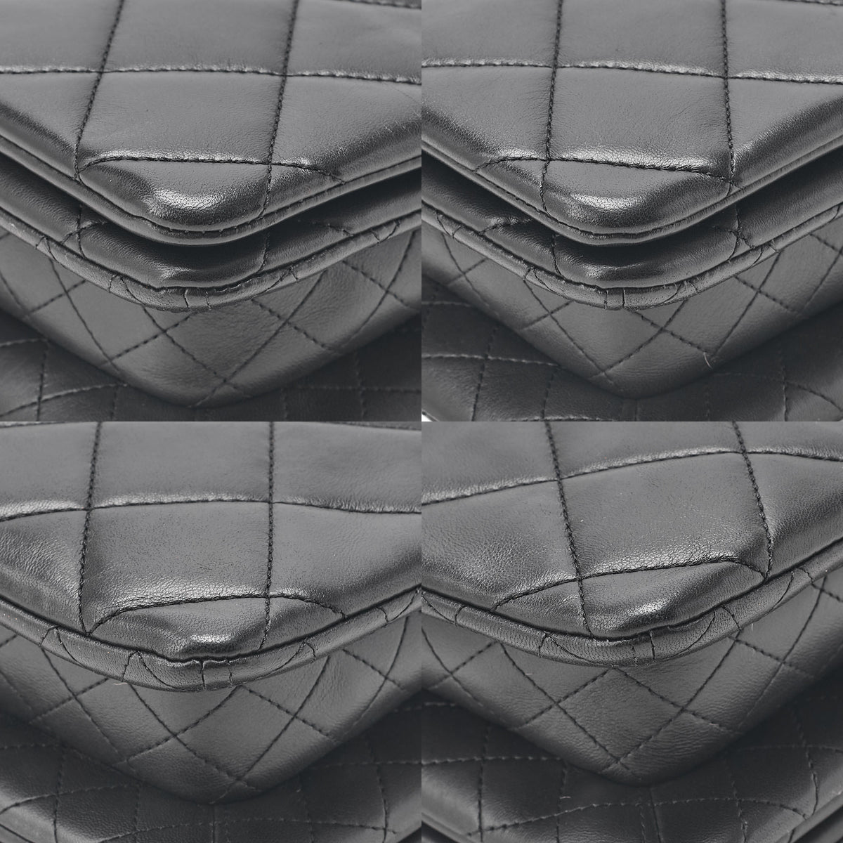 CHANEL Lambskin Matelasse Full Flap Chain Shoulder Black Gold-Tone Hardware, Pre-Owned