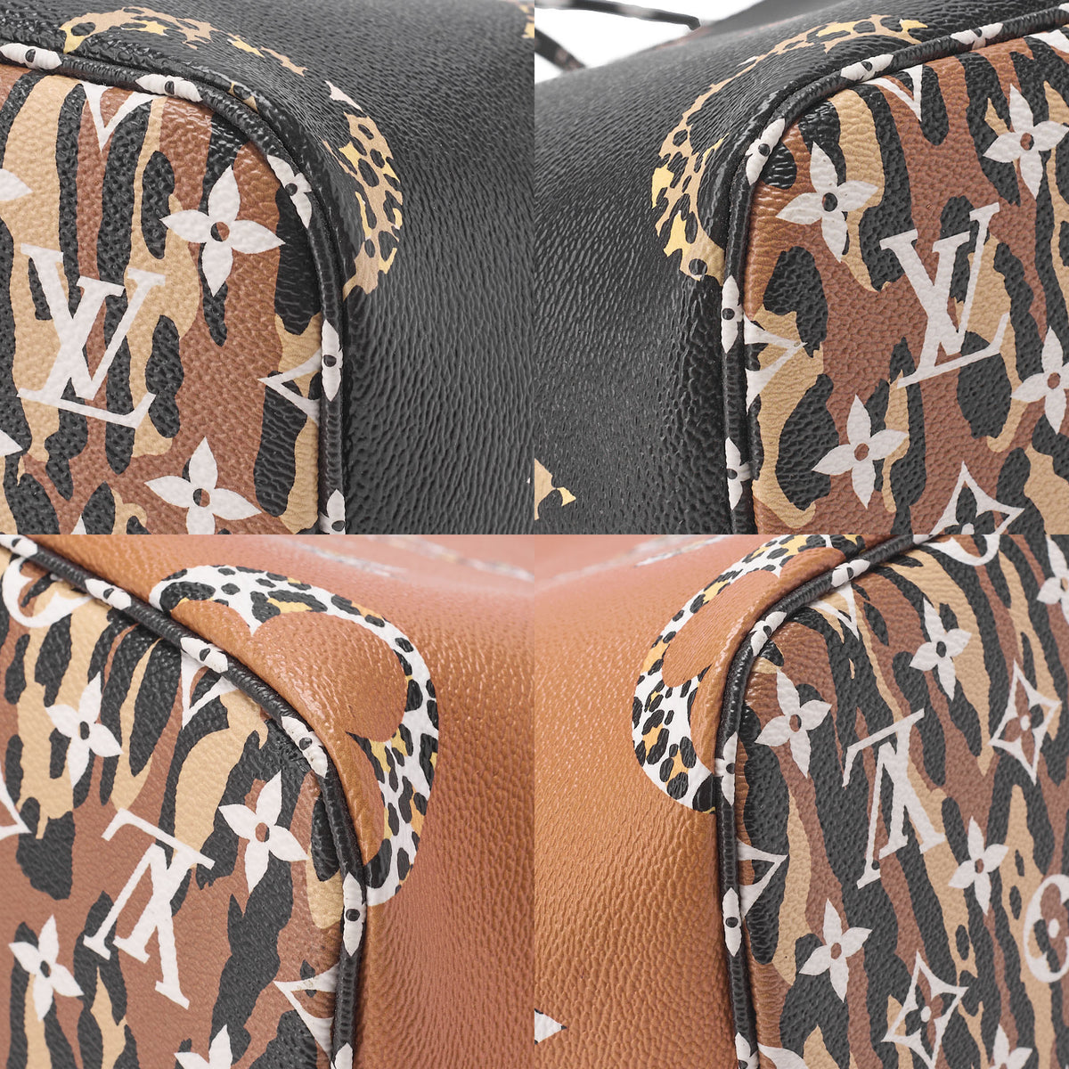 LOUIS VUITTON Louis Vuitton Monogram Jungle Never Full MM Hand Shoulder Bag with Pouch M44676 RFID Responsive GI3169 Black x Brown x Multicolor Gold-Tone Hardware, Pre-Owned