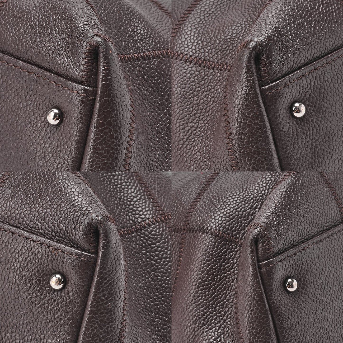 CHANEL Caviar Skin Chocolate Bar Logo Mark Shoulder Bag Tote Bag Brown Silver-Tone Hardware, Pre-Owned