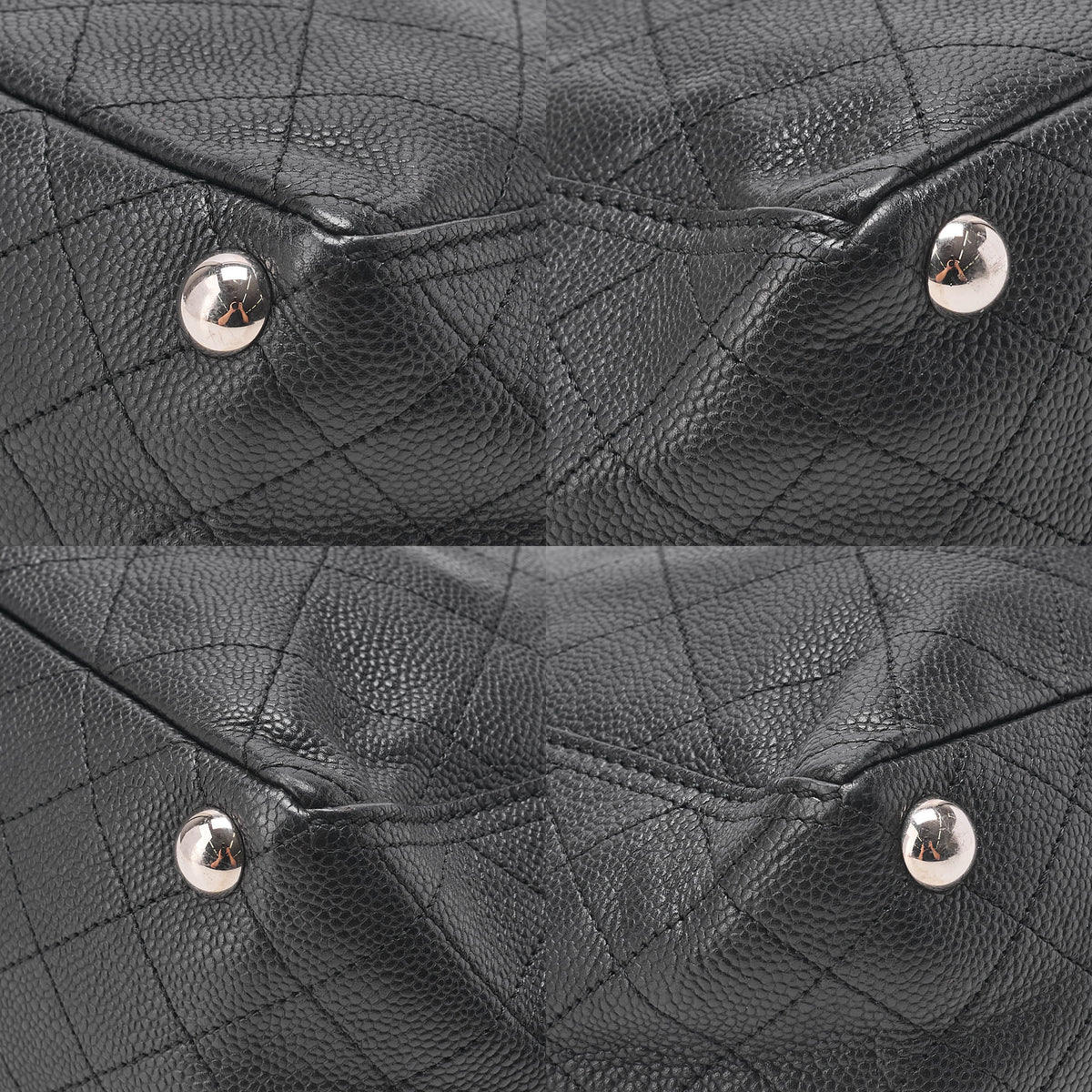 CHANEL Caviar Skin Matelasse with Coco Charm Chain Shoulder Black Silver-Tone Hardware, Pre-Owned
