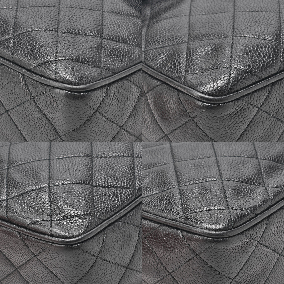 CHANEL Caviar Skin Biju Coco Mark Straight Flap One-Shoulder Bag Black Gold -Tone Hardware, Pre-Owned