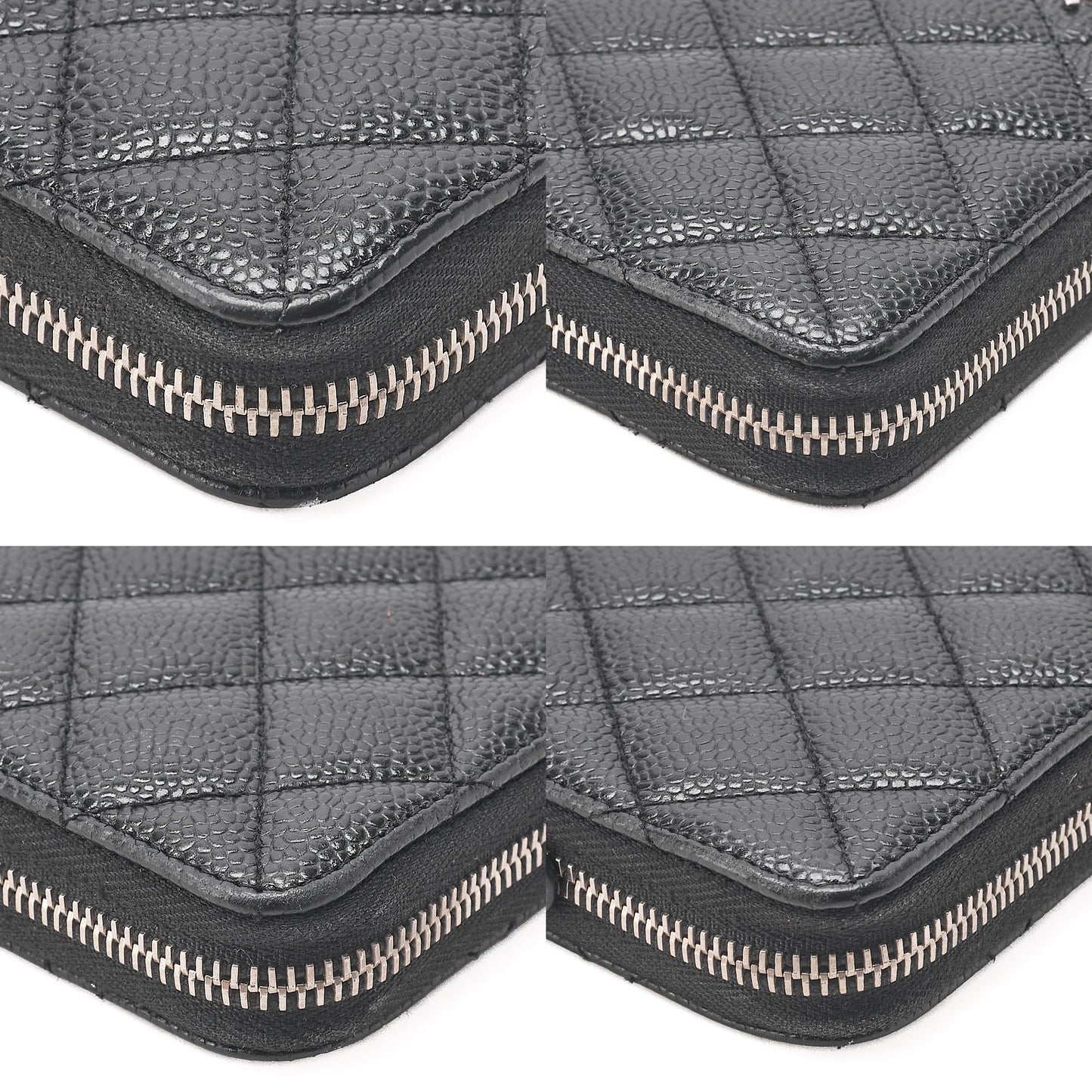 CHANEL Matelasse Round Long Wallet Caviar Skin Black Silver-Tone Hardware, Pre-Owned