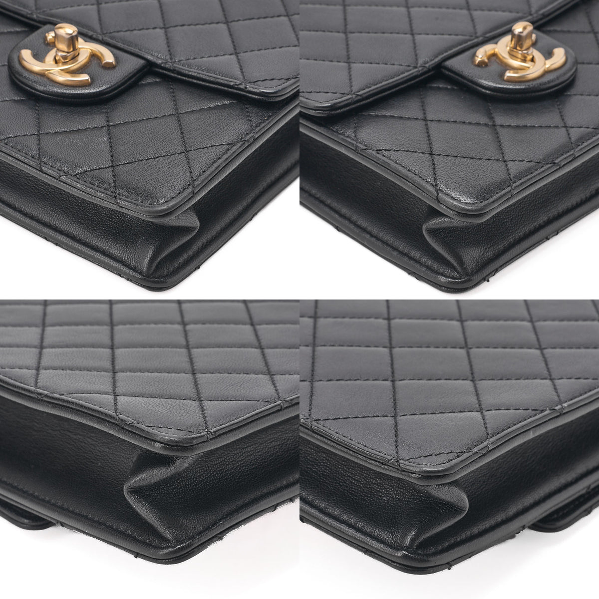 CHANEL Chain Wallet Mini Matelasse Lambskin Fic Pearl X Beads CC Logo Black Gold-Tone Hardware, Pre-Owned