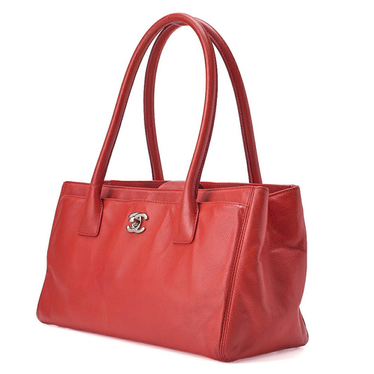 CHANEL Chanel Caviar Skin Executive Turn Rock Tote Bag Red Silver-Tone Hardware, Pre-Owned