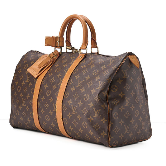 LOUIS VUITTON Louis Vuitton Monogram Keypole 45 Boston Bag M41428 Brown Gold-Tone Hardware, Pre-Owned