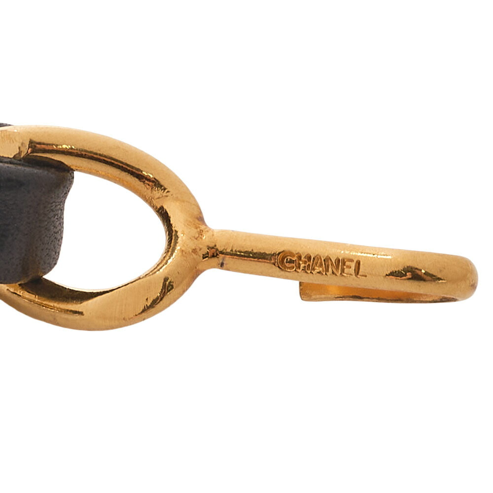 CHANEL Chain Belt with Coco Mark Charm GP x Leather Black x Gold (Gold Plating) Gold-Tone Hardware, Pre-Owned