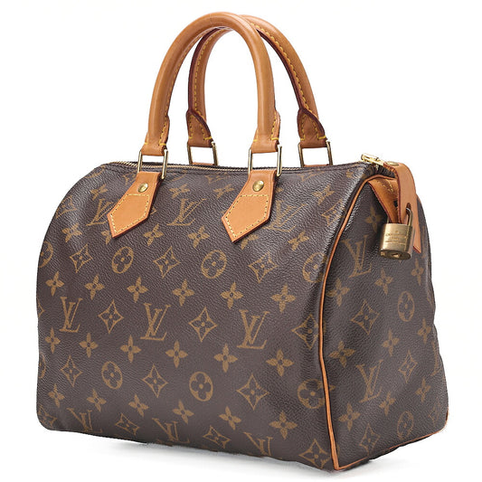 LOUIS VUITTON Louis Vuitton Monogram Speedy 25 Handbag M41528 Brown Gold-Tone Hardware, Pre-Owned