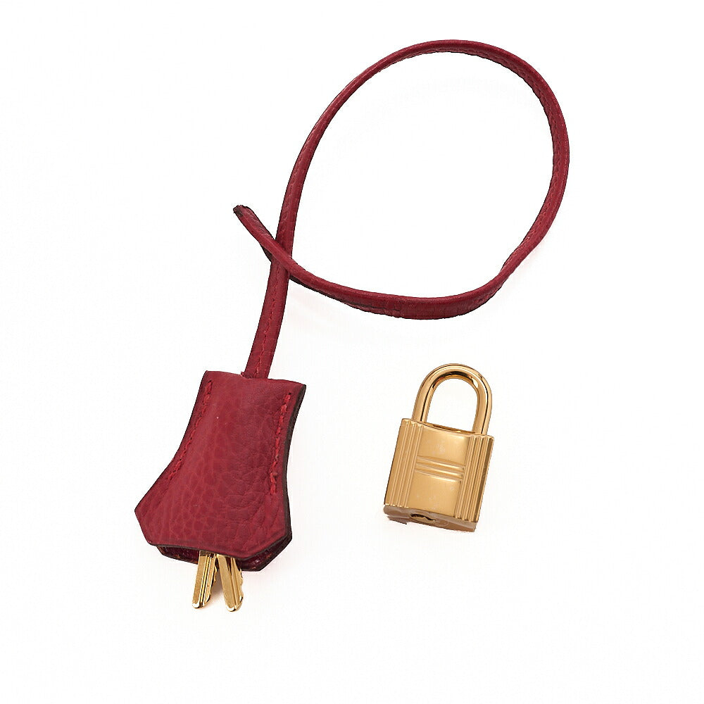 Hermes Birkin 40 Ardennes Handbag Rouge Gold-Tone Hardware, Pre-Owned