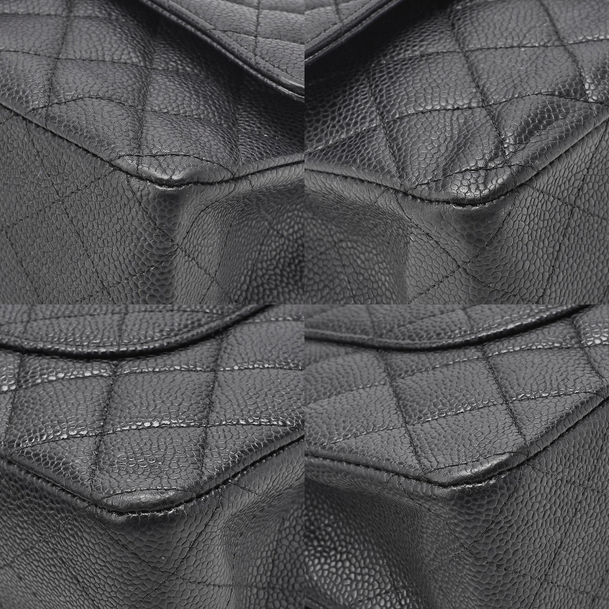 CHANEL Caviar Skin Matelasse Double Flap 25cm Chain Shoulder Black Silver-Tone Hardware, Pre-Owned
