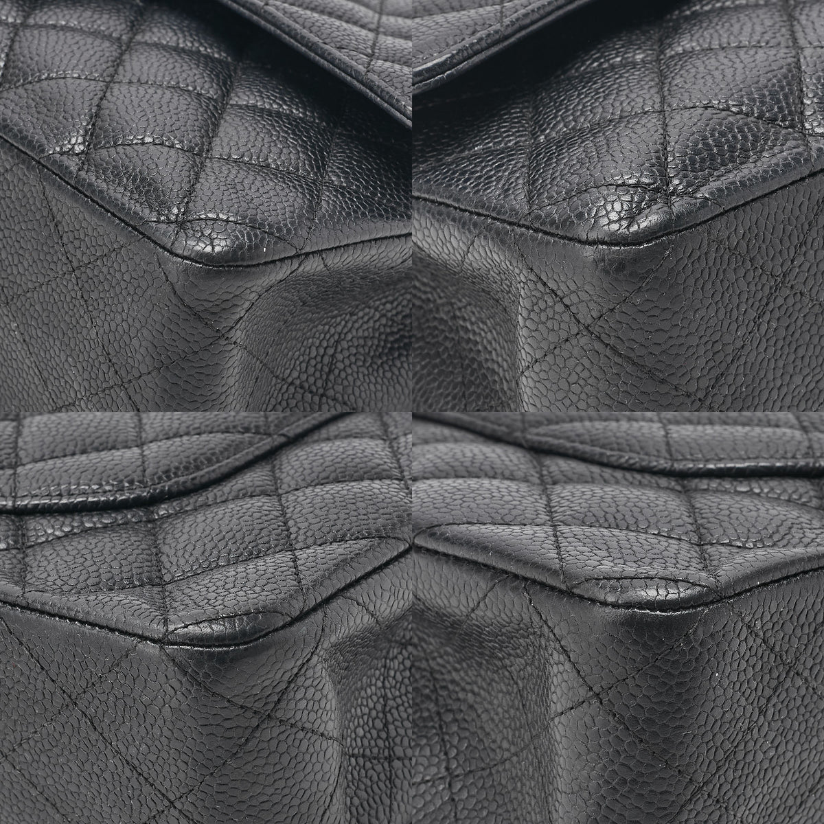 CHANEL Matelasse Turn Lock Double Flap 25 Chain Shoulder Bag Caviar Skin Black Silver-Tone Hardware, Pre-Owned