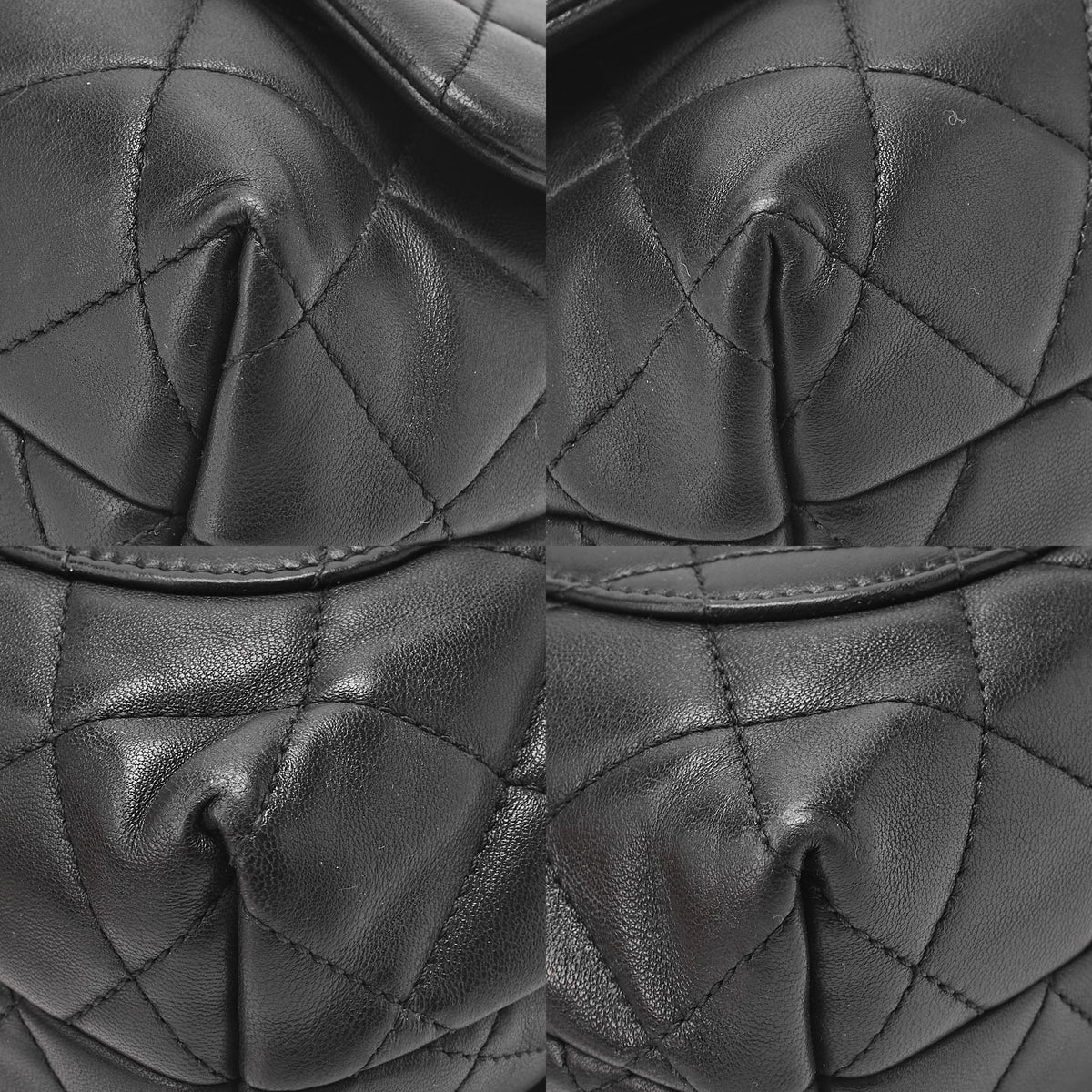 CHANEL Lambskin Mini Matelasse Single Flap 2-Way Chain Shoulder Black Gold-Tone Hardware, Pre-Owned