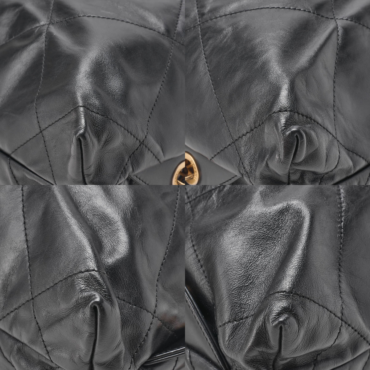 CHANEL Chanel Chanel 22 Calfskin Black Drawstring Type 2-way Chain Backpack Gold-Tone Hardware, Pre-Owned