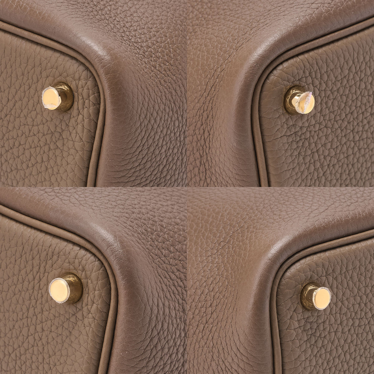 Hermes Hermes Picotan Lock PM Taurillon Clemence Etoupe Gold-Tone Hardware, Pre-Owned