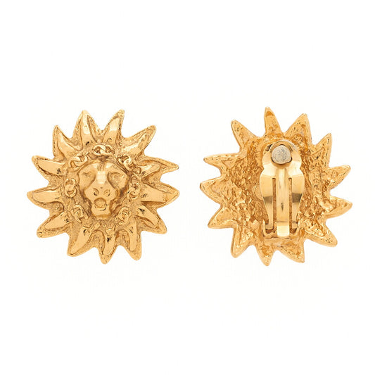 CHANEL Earrings Lion Pattern 2497 GP Gold (Gold Plated)Gold-Tone Hardware, Pre-Owned