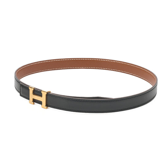 HERMES Hermes Mini H-Belt Belt 65 GP x Leather Black x Gold Gold-Tone Hardware, Pre-Owned