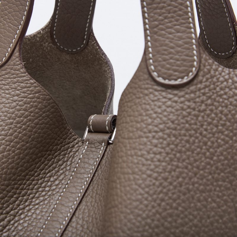 HERMES Picotin Rock MM Handbag, Tryon Clemence, Rouge Coo, Silver-Tone Hardware, Pre-Owned - Vintage La Charme