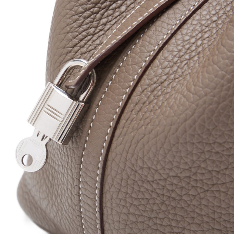 HERMES Picotin Rock MM Handbag, Tryon Clemence, Rouge Coo, Silver-Tone Hardware, Pre-Owned - Vintage La Charme