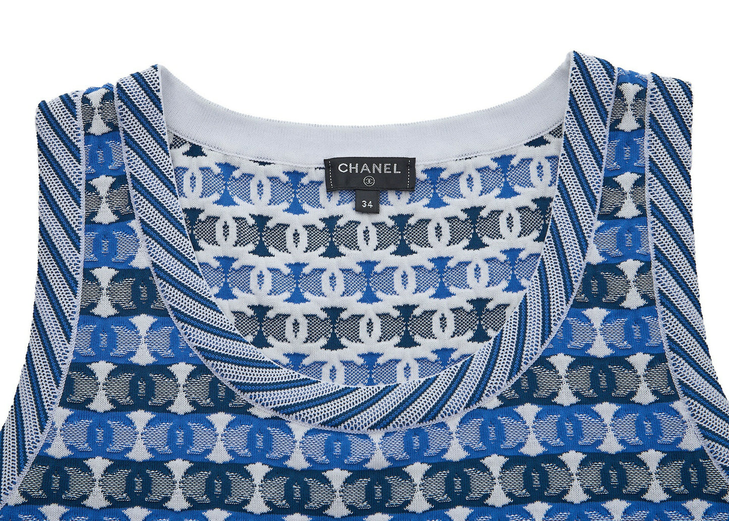 CHANEL Set Up Ensemble, Coco Mark CC Jacquard, Cotton Blend, Blue, Silver-Tone Hardware, Pre-Owned - Vintage La Charme