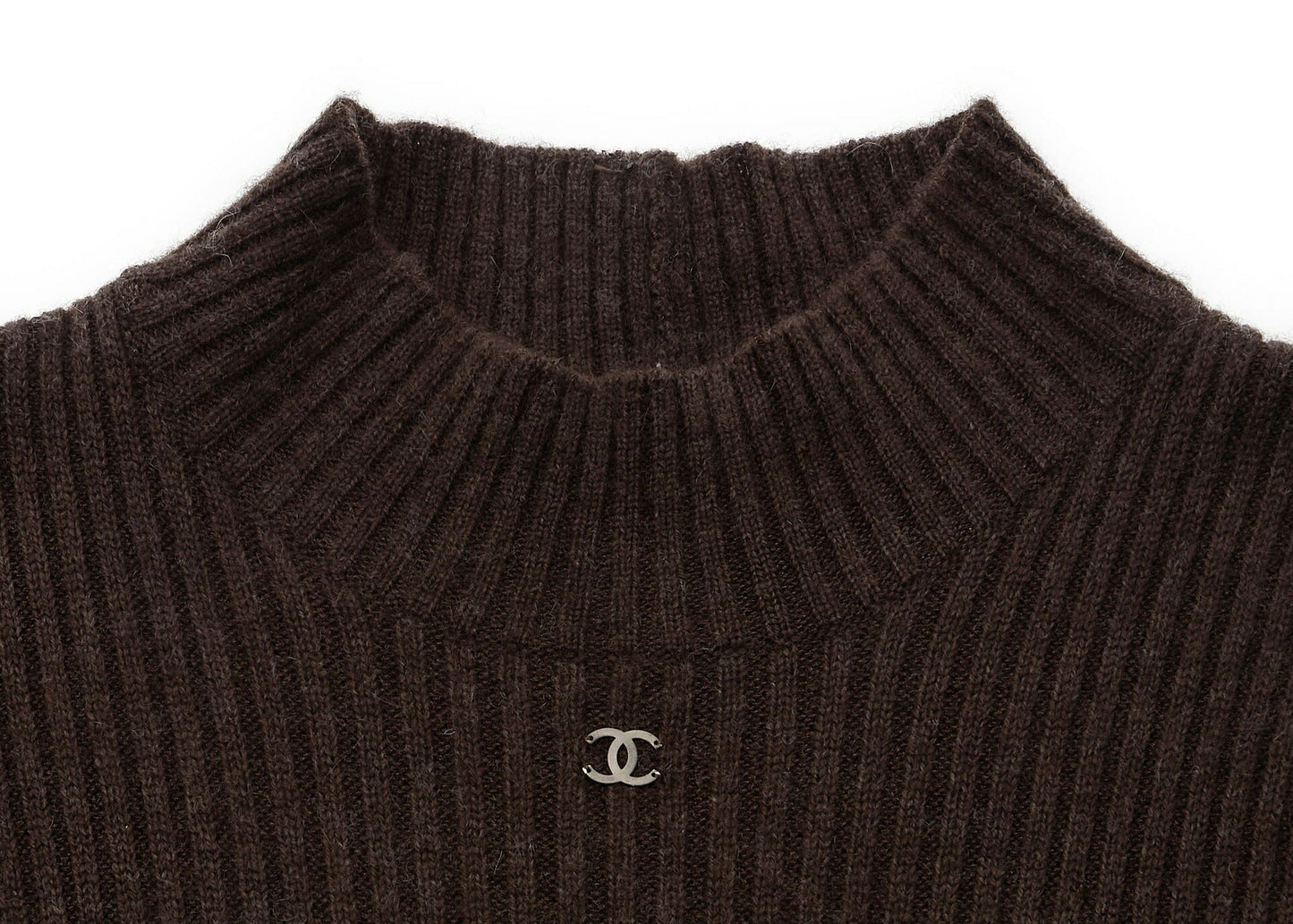 CHANEL Dress, Knit, Cashmere Rayon Nylon Blend, Brown, Gold-Tone Hardware, Pre-Owned - Vintage La Charme