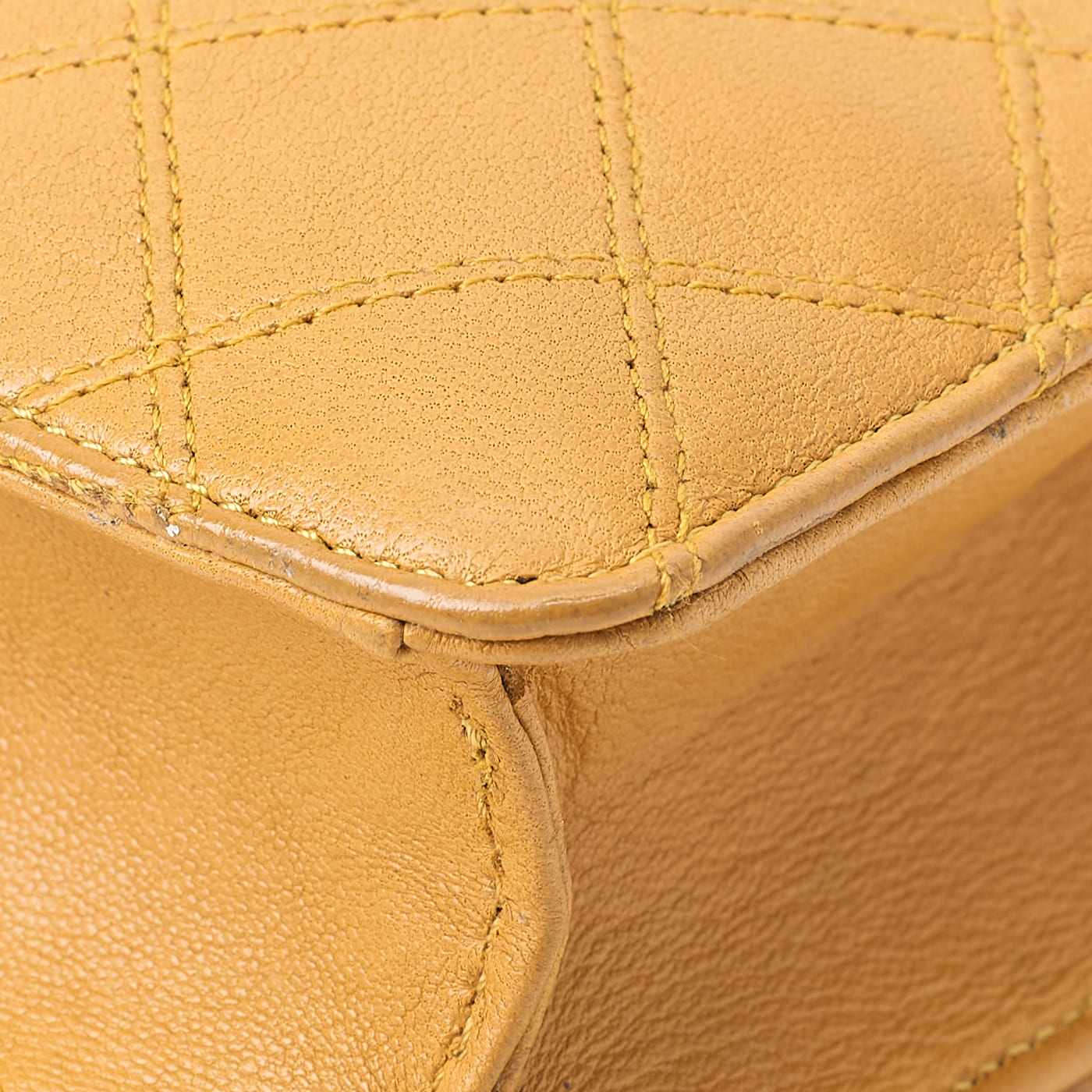 CHANEL Shoulder Bag, V-Flap Push Lock, Chain Shoulder, Lambskin, Yellow, Gold-Tone Hardware, Pre-Owned - Vintage La Charme