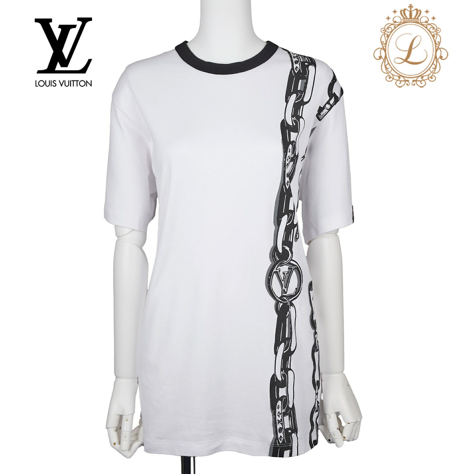 Louis Vuitton T-Shirt Cut-and-Sew, Cotton, White, Black, Pre-Owned - Vintage La Charme