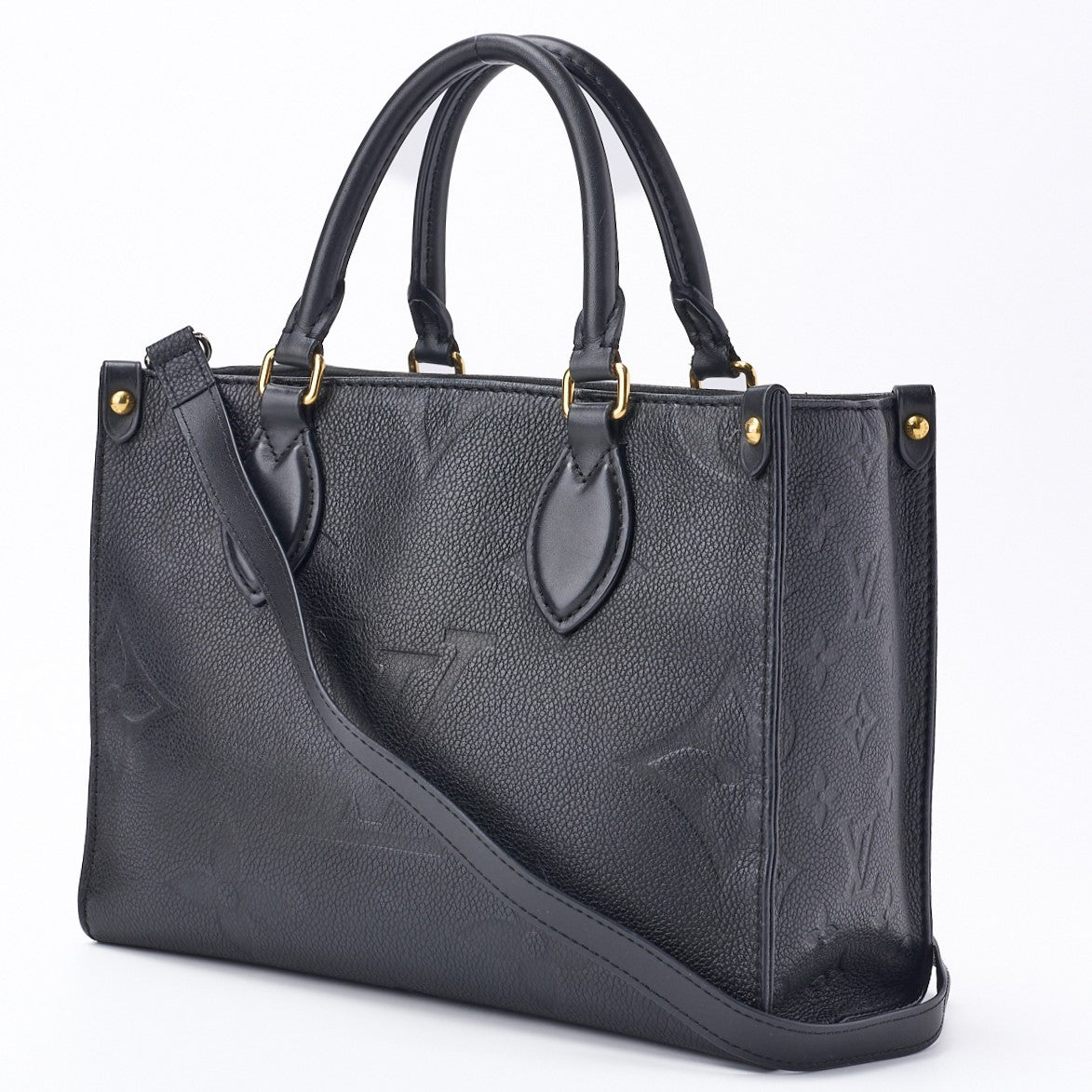 Louis Vuitton OnTheGo PM Tote Bag 2WAY Monogram Unplanted Leather Black Gold-Tone Hardware Pre-Owned - Vintage La Charme