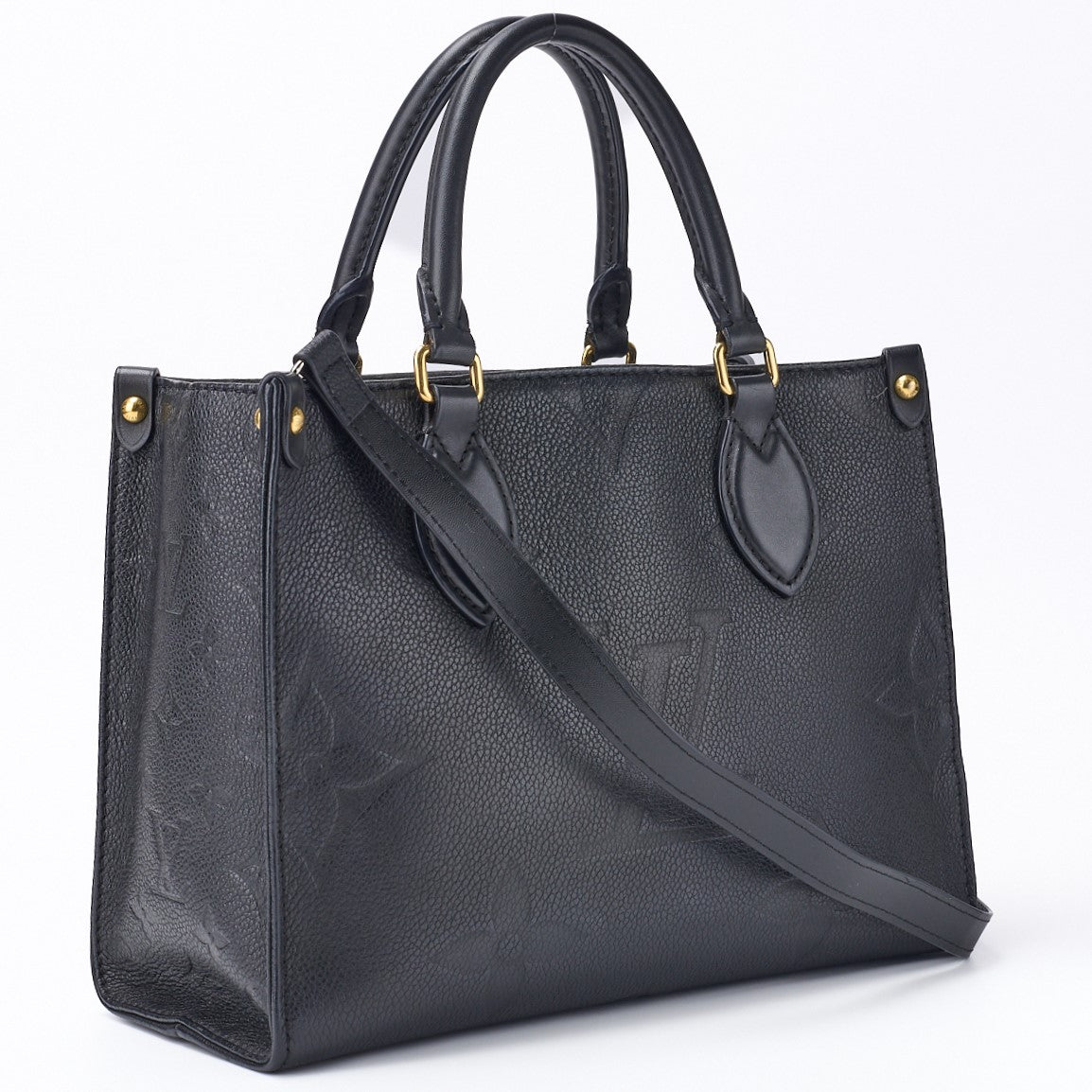 Louis Vuitton OnTheGo PM Tote Bag 2WAY Monogram Unplanted Leather Black Gold-Tone Hardware Pre-Owned - Vintage La Charme