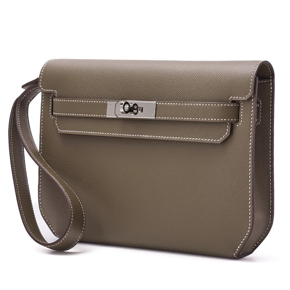 HERMES Shoulder Bag, Kelly Depeche 25, Epson, Etoupe, Silver-Tone Hardware, Pre-Owned - Vintage La Charme