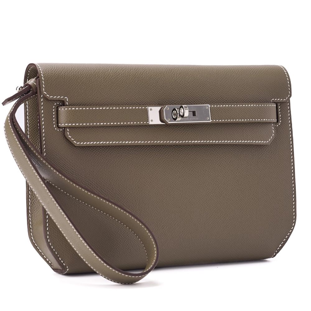 HERMES Shoulder Bag, Kelly Depeche 25, Epson, Etoupe, Silver-Tone Hardware, Pre-Owned - Vintage La Charme
