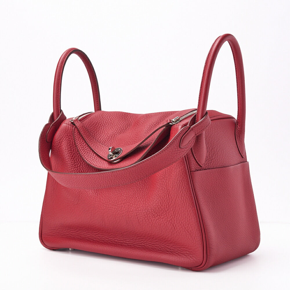 HERMES Lindy 30 2WAY Shoulder Bag Tryon Clemence Rouge Casaque Silver-Tone Hardware Pre-Owned - Vintage La Charme
