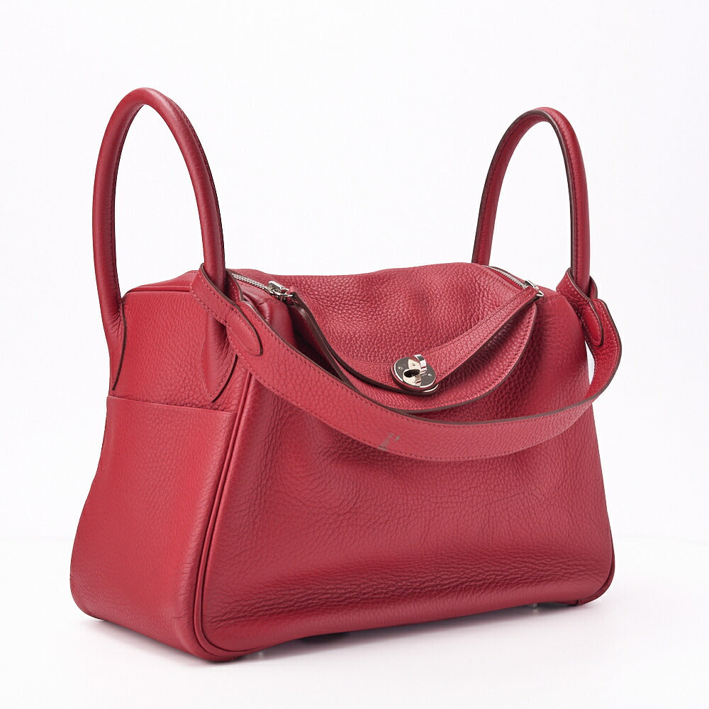 HERMES Lindy 30 2WAY Shoulder Bag Tryon Clemence Rouge Casaque Silver-Tone Hardware Pre-Owned - Vintage La Charme