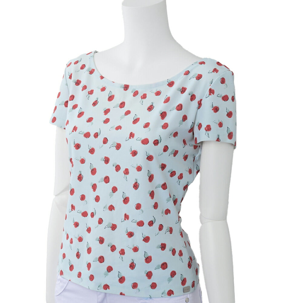 CHANEL T-Shirt, Short Sleeve, Cut-and-Sew, Cotton, Light Blue, Silver-Tone Hardware, Pre-Owned - Vintage La Charme