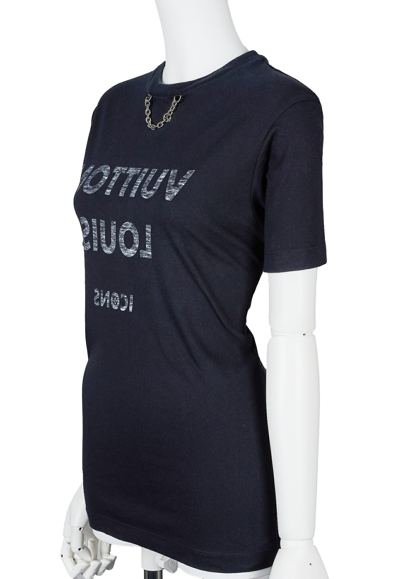 Louis Vuitton T-Shirt, Chain Detail, Cut-and-Sew, Cotton, Black, Silver-Tone Hardware, Pre-Owned - Vintage La Charme