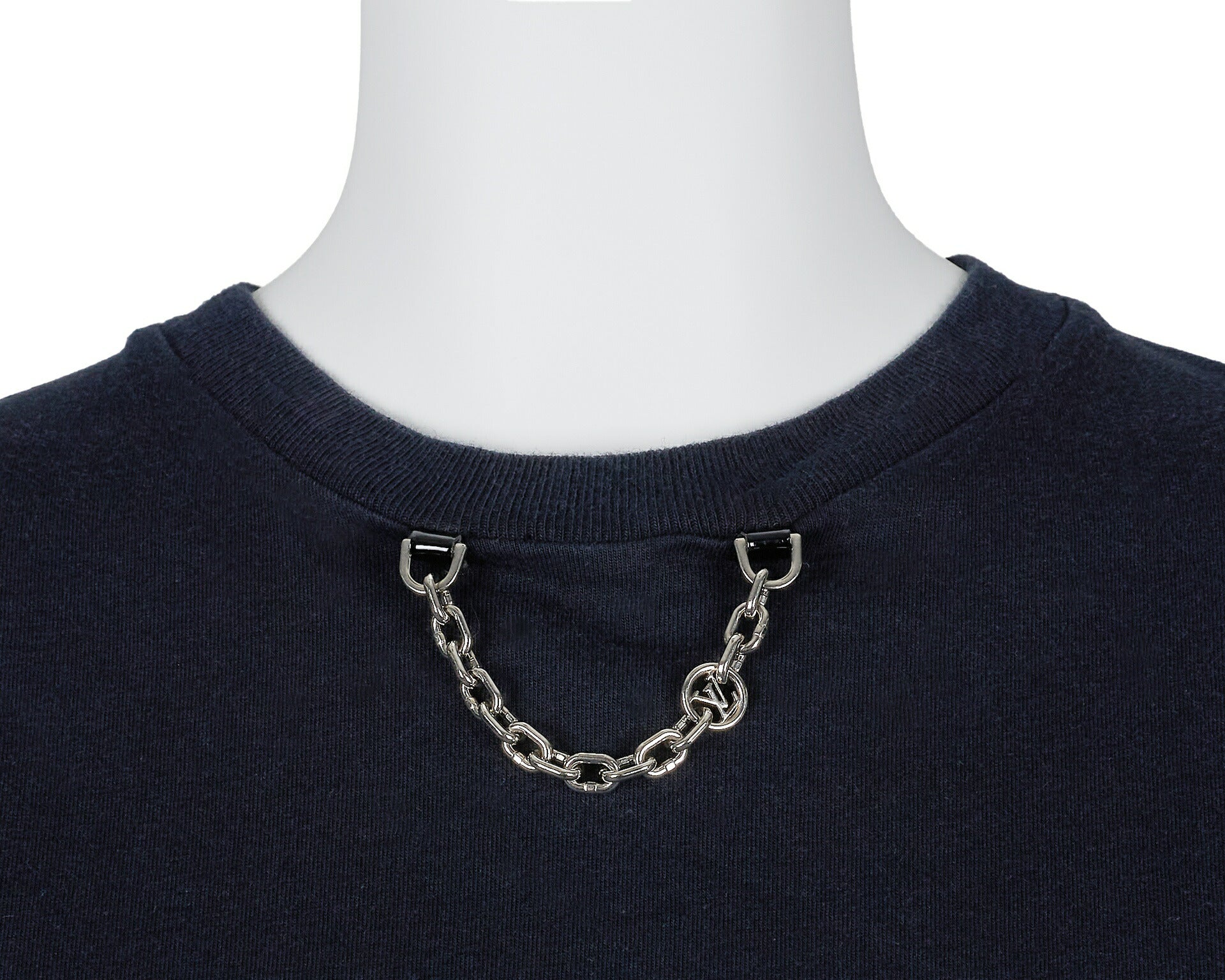 Louis Vuitton T-Shirt, Chain Detail, Cut-and-Sew, Cotton, Black, Silver-Tone Hardware, Pre-Owned - Vintage La Charme
