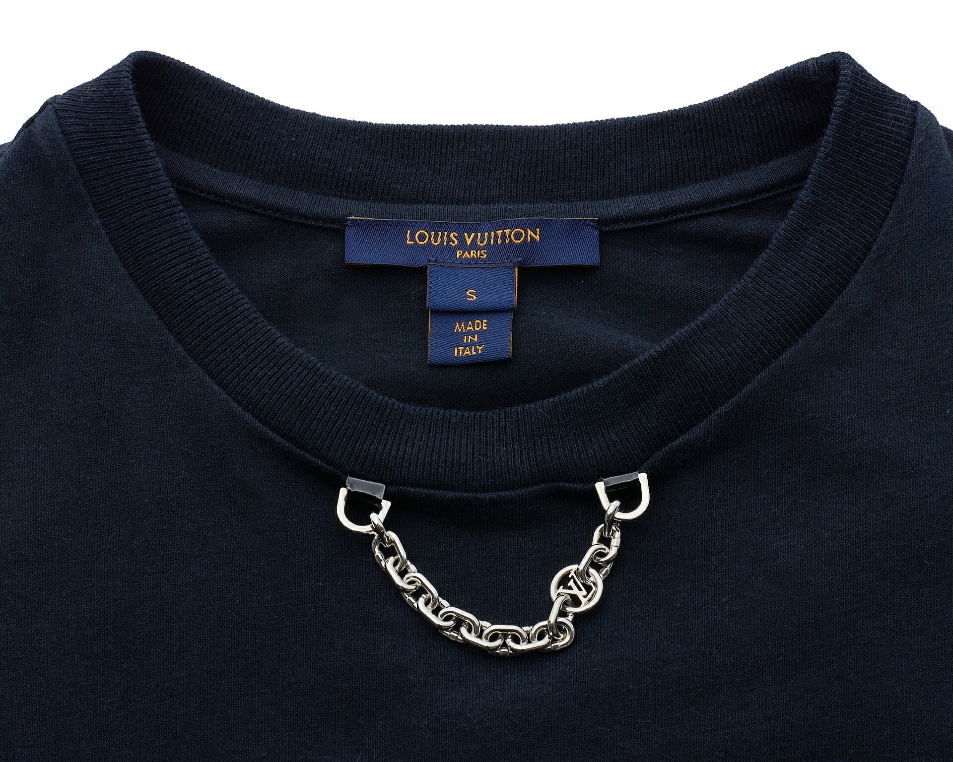 Louis Vuitton T-Shirt, Chain Detail, Cut-and-Sew, Cotton, Black, Silver-Tone Hardware, Pre-Owned - Vintage La Charme