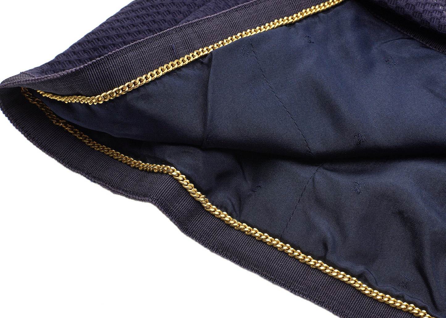 CHANEL Jacket Skirt Set, Coco Button, Cotton, Navy, Gold-Tone Hardware, Pre-Owned - Vintage La Charme