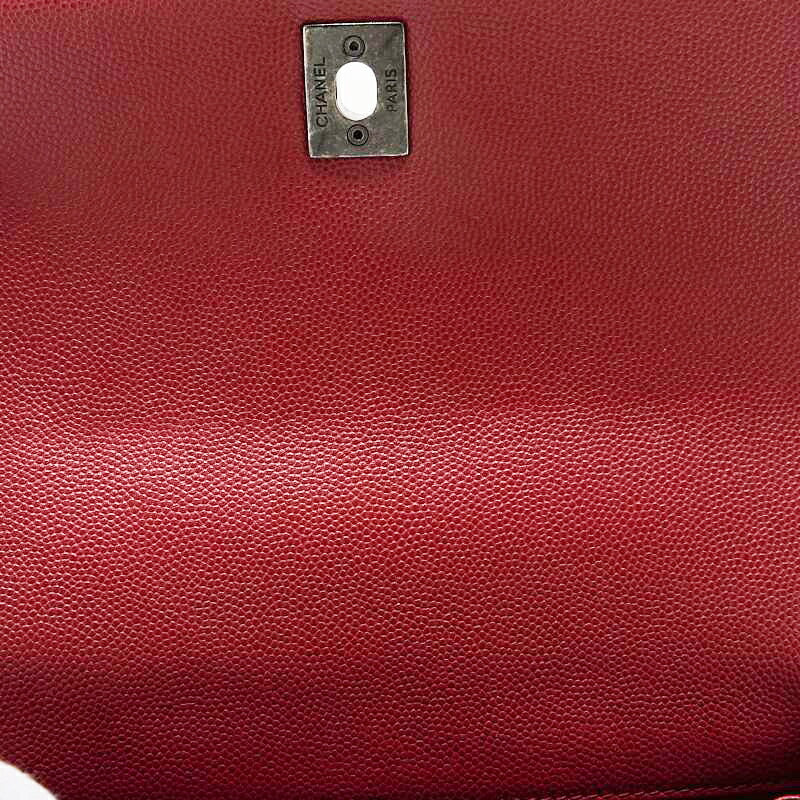 CHANEL Handbag Matelasse Coco Handle 2WAY Caviar Skin Red Silver-Tone Hardware Pre-Owned - Vintage La Charme