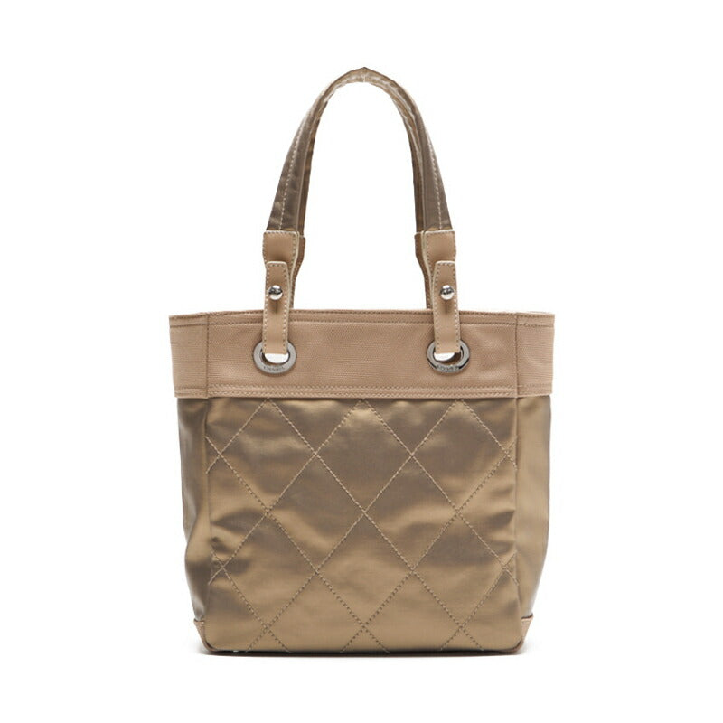 CHANEL Shoulder Tote Bag Matelasse Coated Canvas Gold Silver-Tone Hardware Pre-Owned - Vintage La Charme